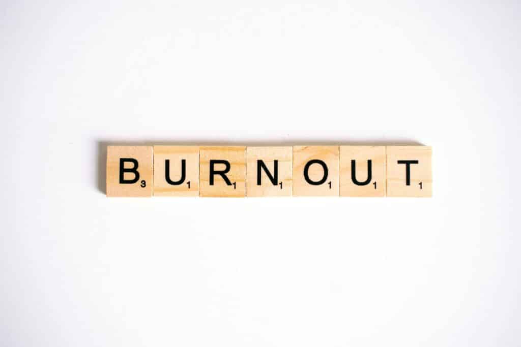 burnout sign in blocks