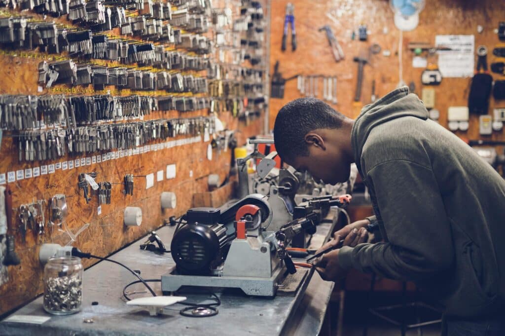 man working in a wood shop