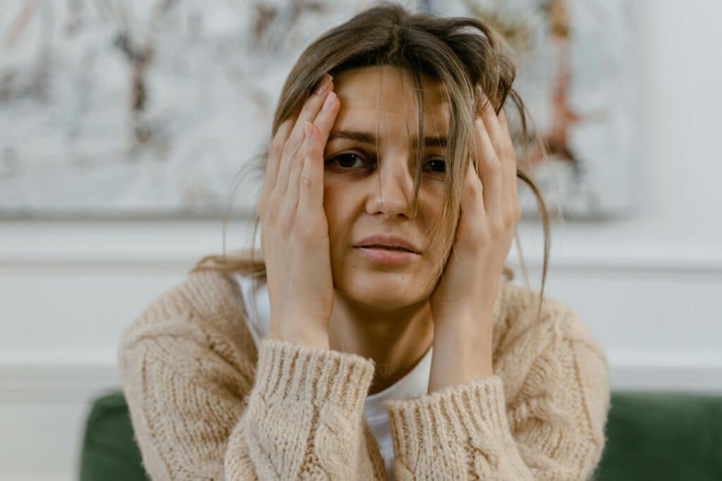 young woman having trauma response