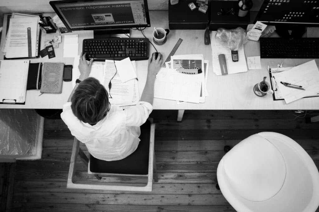 man working at his desk