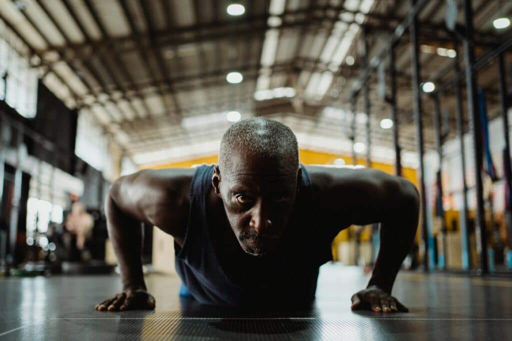 man doing pushups