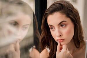 woman overthinking something