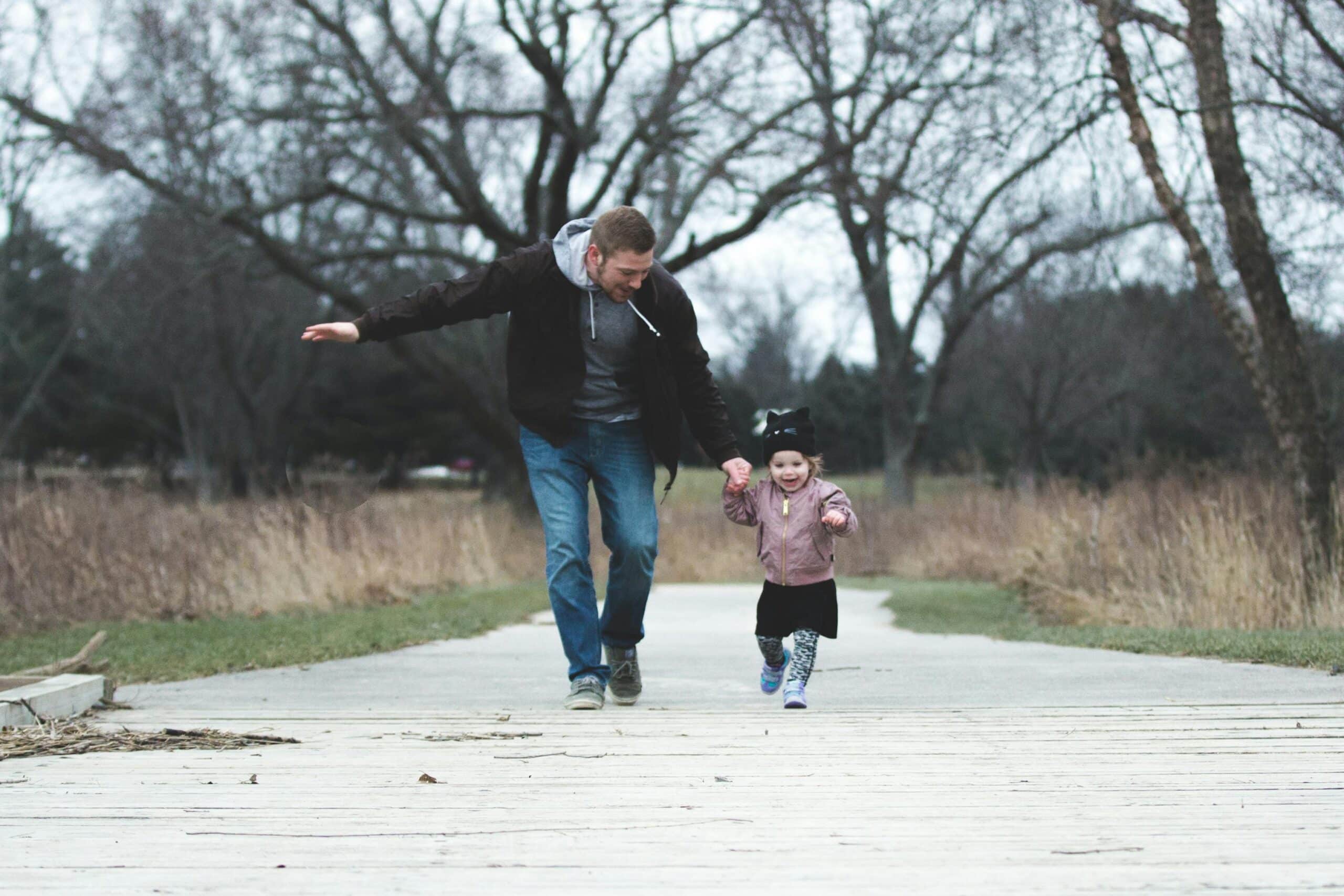 dad walking their kid