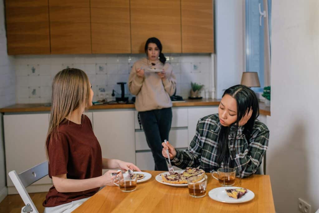 people having dinner together