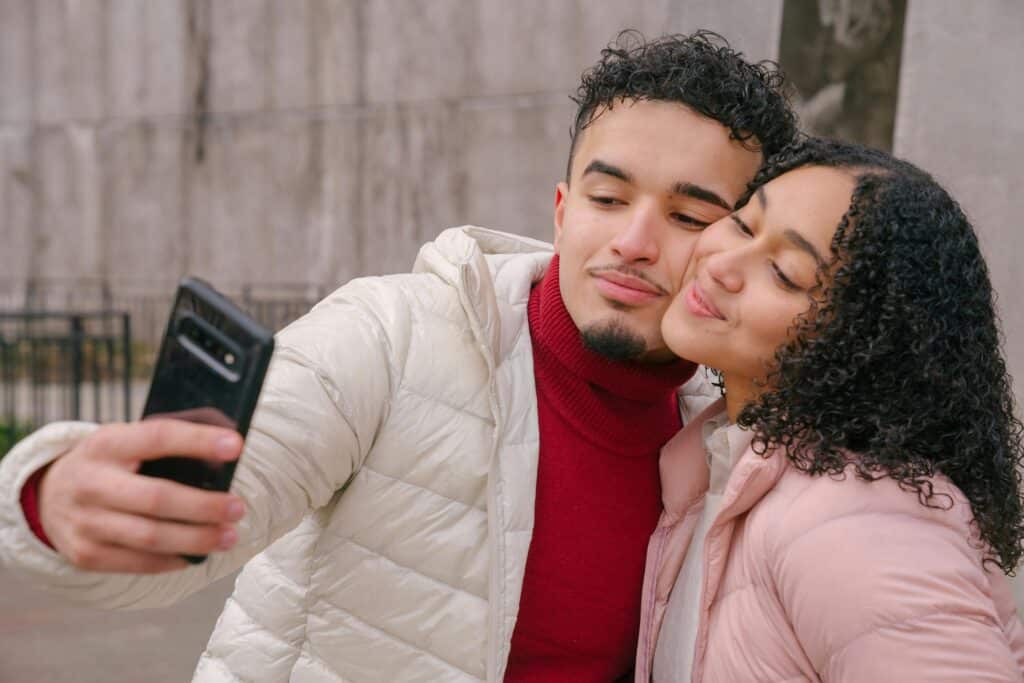 two people taking a picture together