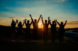 people celebrating success