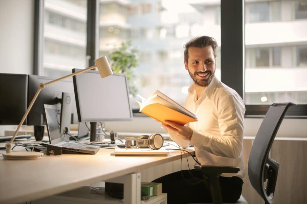man working at an office