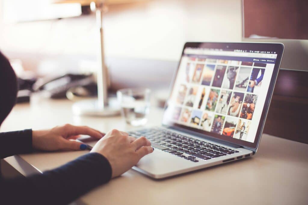 person looking at social media online